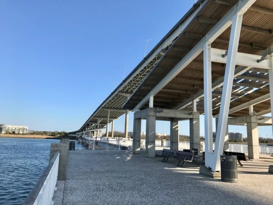 View of underneath the Arthur Ravenel Jr. Bridge at Waterfront Memorial Park
