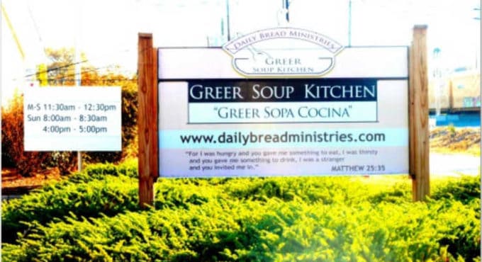 Sign for Greer Soup Kitchen
