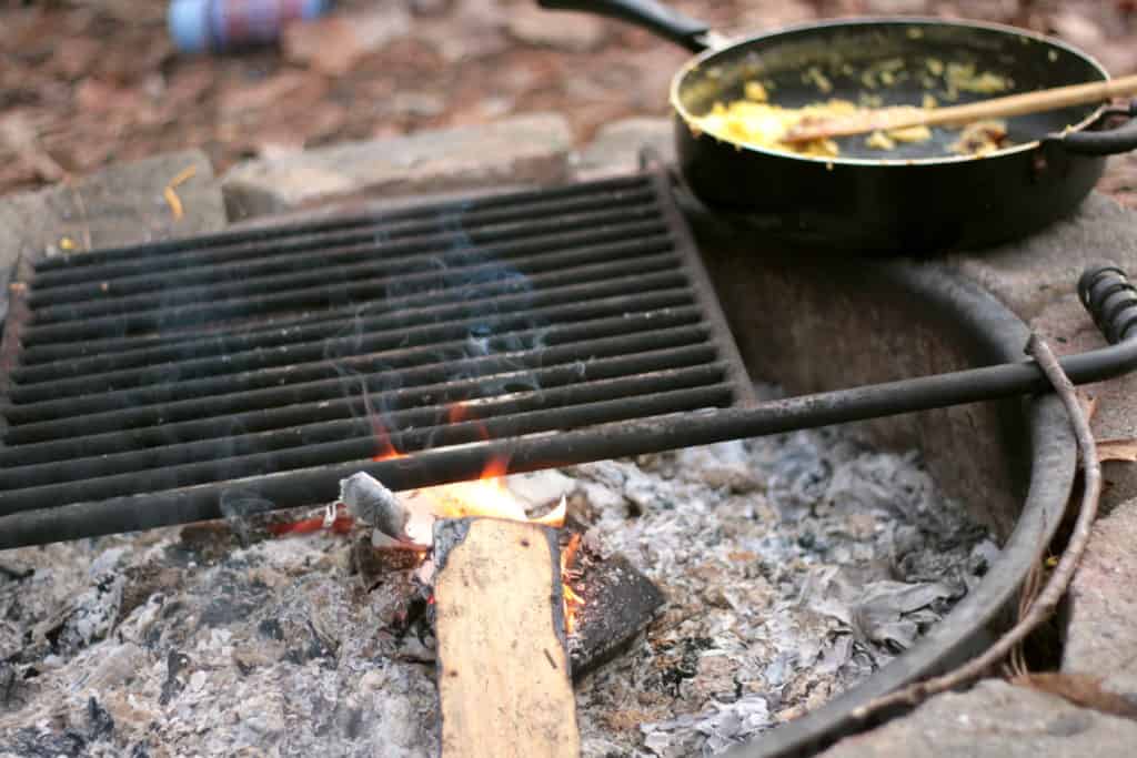 Outdoor cooking at a campsite near Greenville, SC