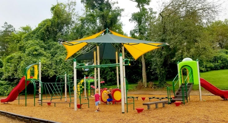 View of the playground at Railroad Mini Park in Greenville, South Carolina