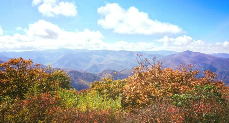 Mountain views with fall colors.