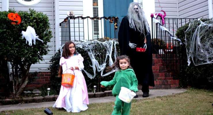 Kids dressed up for Halloween as they trick-or-treat in Greenville