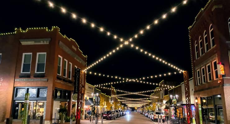 View of downtown Greer, South Carolina at Christmas