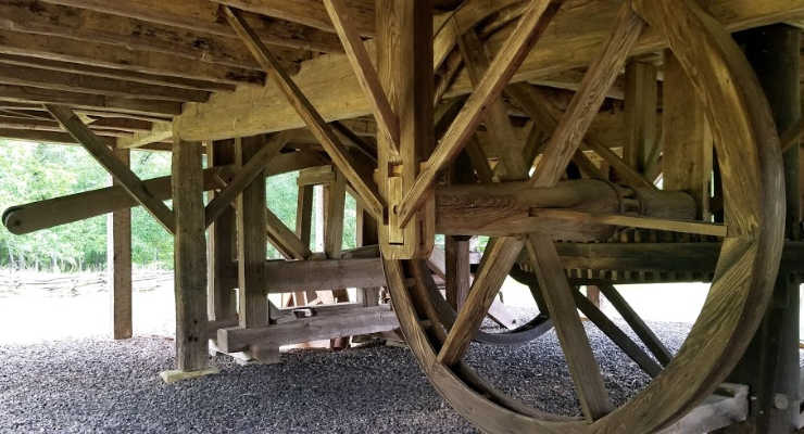 Wooden Revolutionary War era gears and wheels 