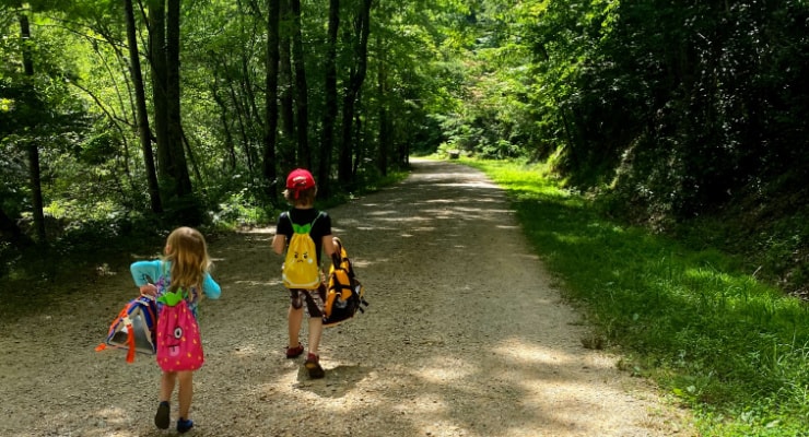Children walking down the Big Soddy Creek Trail in Chattanooga, Tennessee.