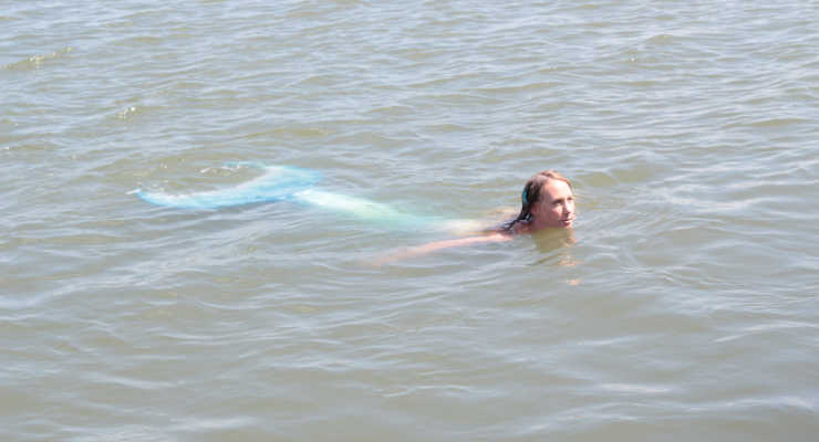 Mermaid in ocean water