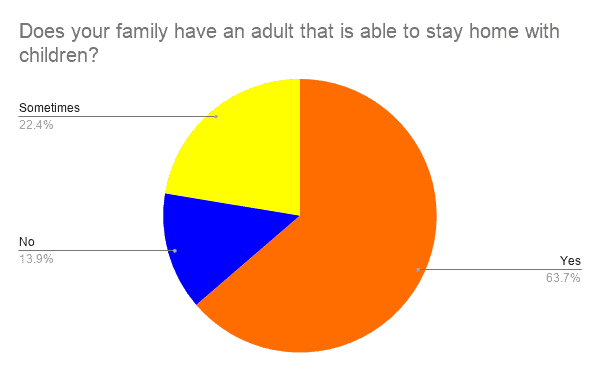 Graph of "does your family have an adult that is able to stay home with children?"