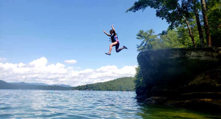 Jumping in the water at Lake Jocassee
