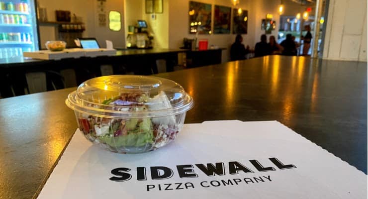 Pizza and salad to-go from Sidewall Pizza