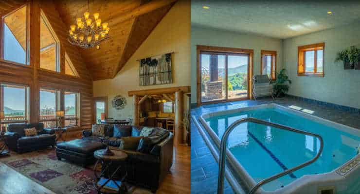 The Lodge AirBNB vacation home with an indoor, private pool in Western North Carolina.