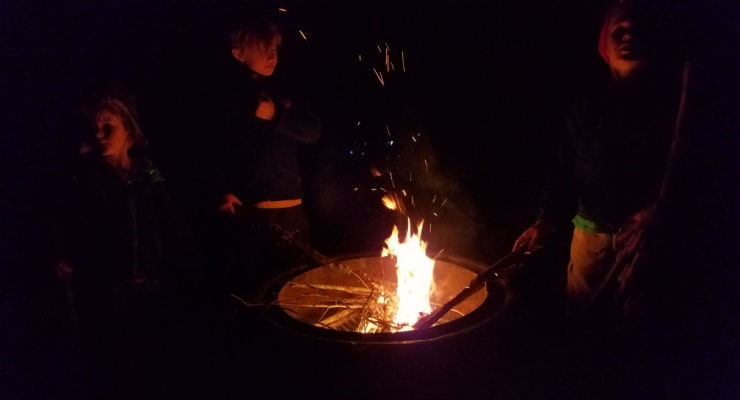 Camp fire at Burrells Ford Campground