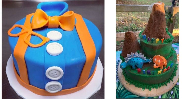 Passerelle Bakery cake collage - Blipi cake & Dino cake