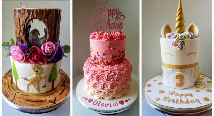 The Sweet Life Cake Collage - Woodland creature , pink , unicorn 
