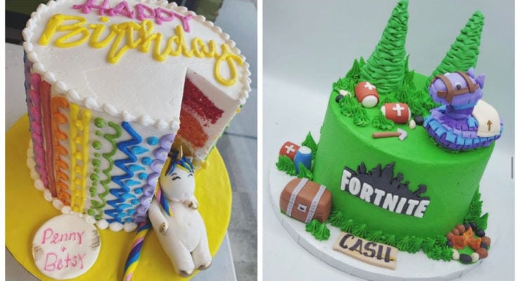 Tip Top Cake Shop Cake Collage - Unicorn cake and fortnight cake 