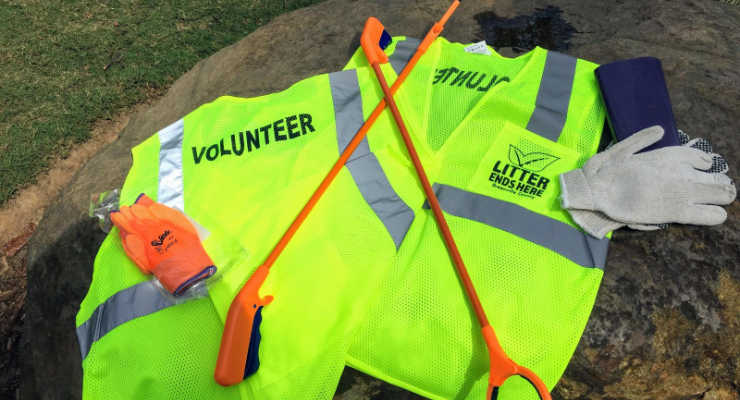 Vests and litter pick-up sticks from Litter Ends Here