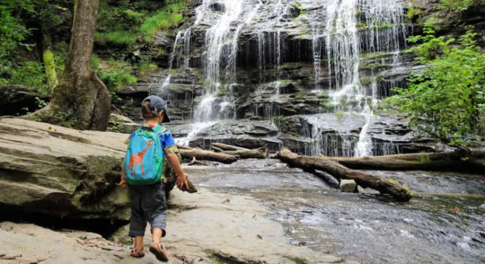 Child at Station Cove Falls