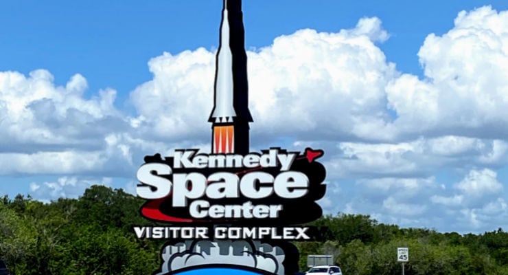 A sign from visitor center at Kennedy Space Center
