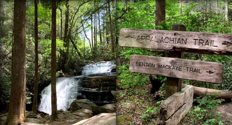 Long Creek Falls and AT trail signage