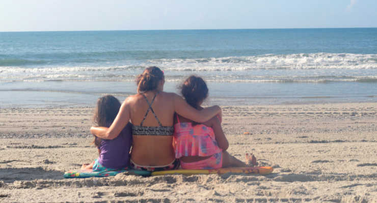 Family enjoying the beach at Myrtle Beach.
