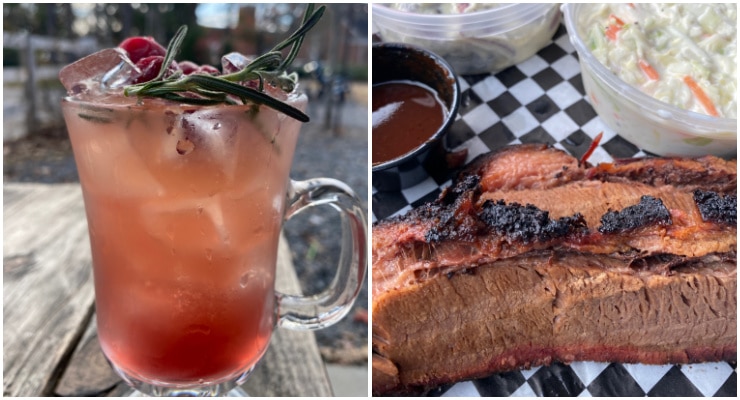 Cocktail and BBQ from Monkey Wrench Smokehouse in Travelers Rest, South Carolina