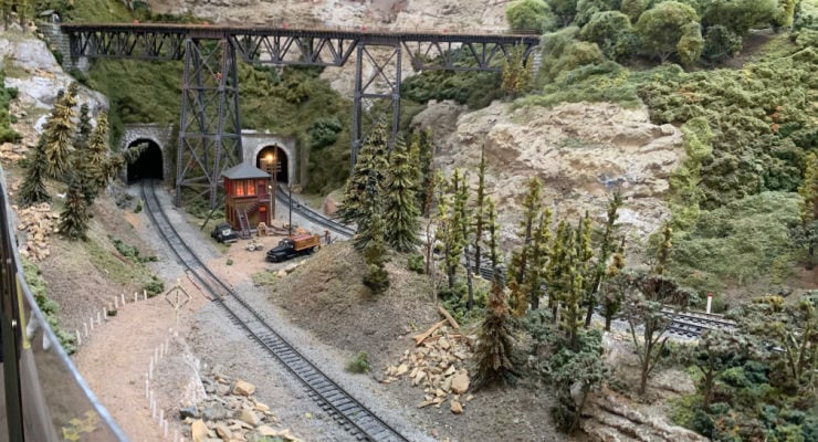 Tunnels in a model railroad display