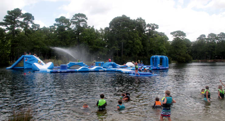 Charleston Aqua Park obstacles course on Trophy Lake. 