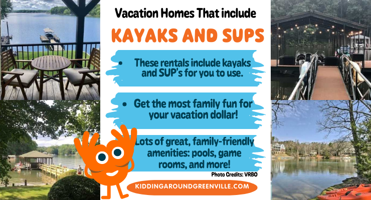 Rental homes with kayaks and SUP's near Greenville, South Carolina