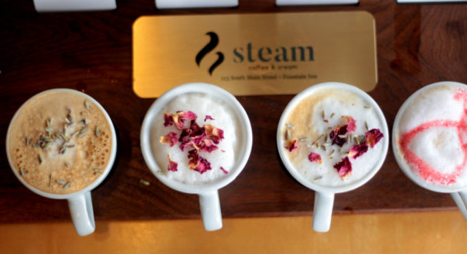 Coffee flight from STEAM Coffee in Fountain Inn, South Carolina