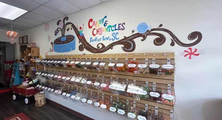 Candy wall at Candy & Chronicles in Fountain Inn, SC