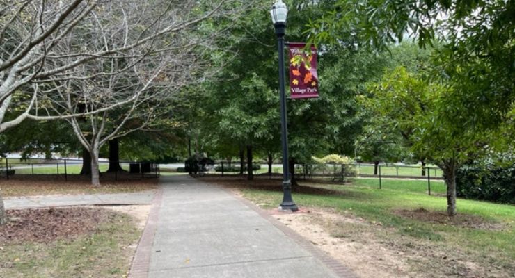 Paved paths in the village park