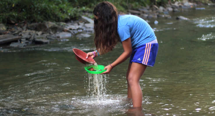 Panning for gold in the Gold River in Marion, North Carolina