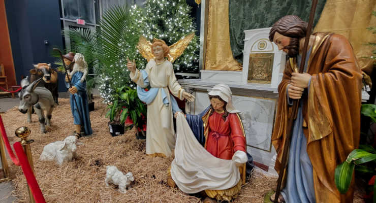 Nativity with Christmas Trees