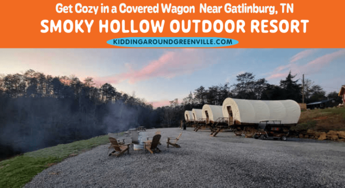 Smoky Hollow Outdoor Resort covered wagons near Gatlinburg, Tennessee