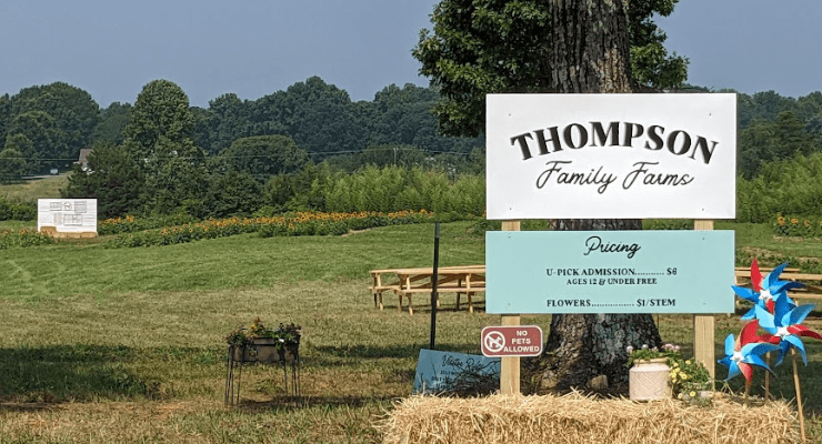 The entrance at Thompson Family Farms in Campobello, SC.