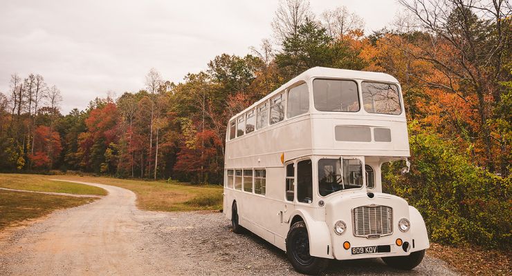 Stay in a double decker bus at Emberglow Resort.