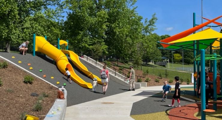 Jackson Park playground hillside slides
