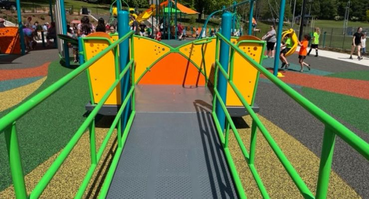Glider for all at the Jackson Park inclusive playground in Hendersonville, NC