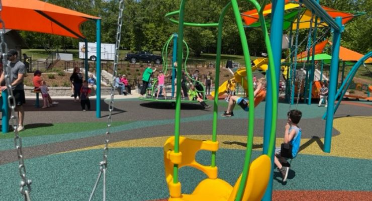 Swings at Jackson Park inclusive playground