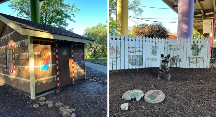 Linky Stone Park Children's Garden Greenville, SC Gingerbread House and Peter Rabbit