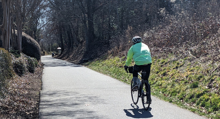 Bicyclist on the Swamp Rabbit Trail