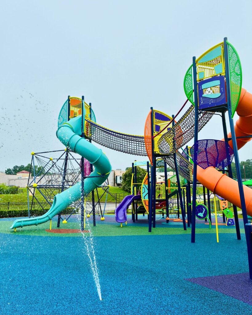 The splash pad at the McKinney Park playground in Woodruff, SC