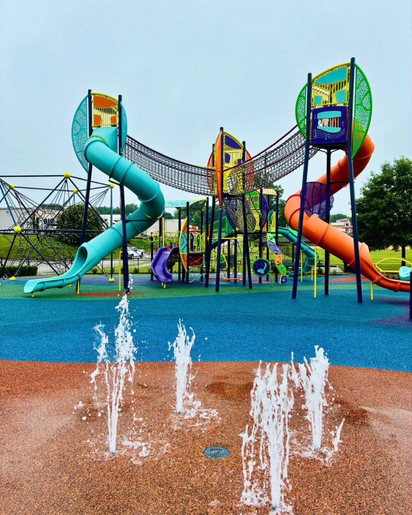 The splash pad at the McKinney Park playground in Woodruff, SC