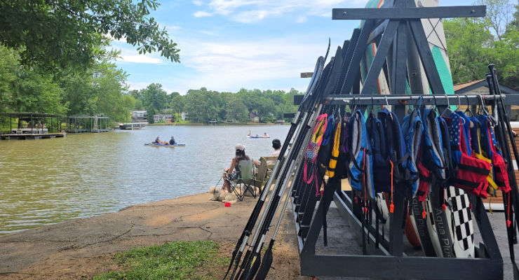 Saluda Lake Landing with life jackets