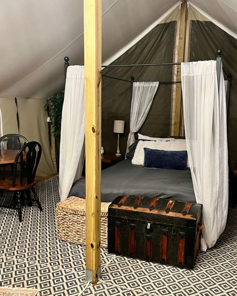 Inside the glamping tents at Wilderness Cove