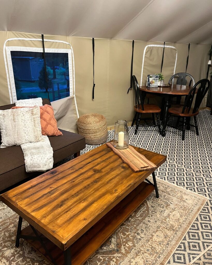 Inside the glamping tents at Wilderness Cove