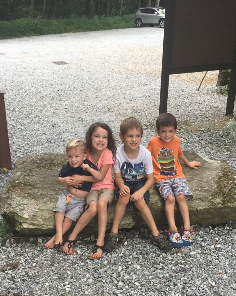 Kids at the top of Sassafras Mountain