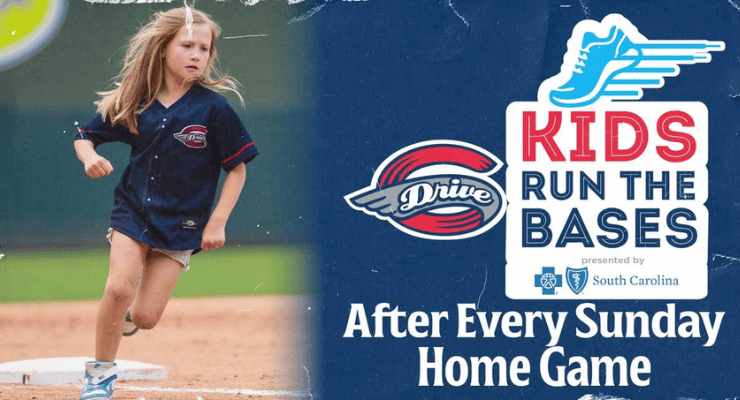Greenville Drive Home Game- Mini Soccer Ball Giveaway & Kids Run the Bases