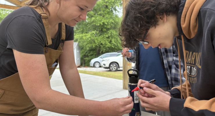 Marking bees at Happy Hive for a drone race