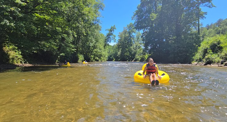 Tubing on the French Broad River at Headwaters Outfitters in Rosman NC