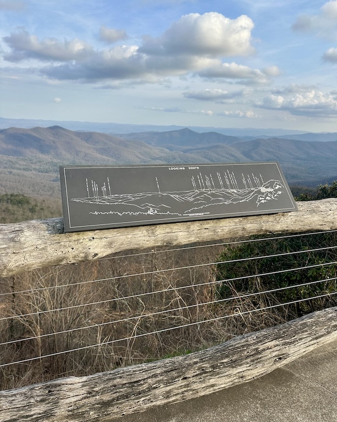 Outdoor observation deck at Pisgah Inn with Blue Ridge mountain views